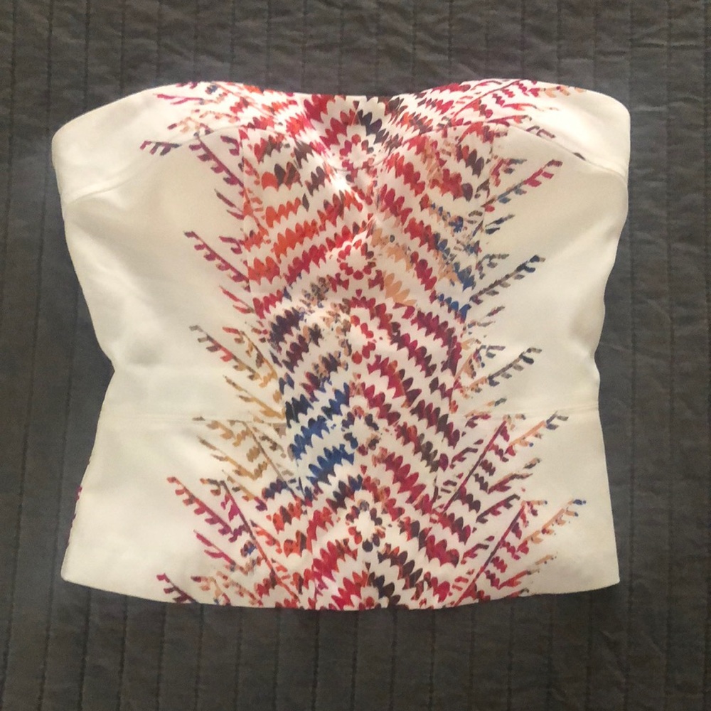 BEBE Ivory Multi Color LaceUp Back Bustier